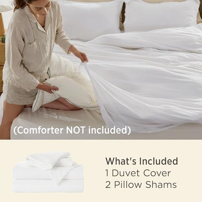 Bedsure White Duvet Cover King Size - 3 Pieces Prewashed Cotton-Like Polyester Extra Soft Bedding Set, Includes 1 Duvet Cover 104x90 Inches with Zipper Closure & 2 Pillow Shams, Comforter Not Included