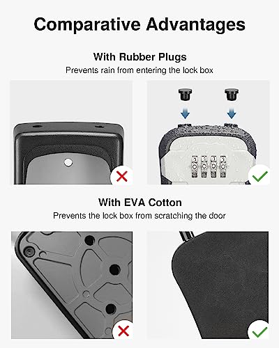 Puroma Lock Box, Key Lock Box Wall Mount & Portable Combination Lockbox with Resettable Code, Security Lockbox for Outside House Keys, Apartment Realtors Spare Keys Storage (4 Pack, Gray)