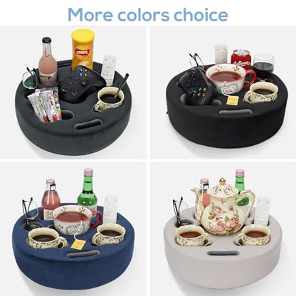 Couch Cup Holder Pillow - Cup Glass Cozy Pillow | Couch Caddy Sofa Bed Buddy Holds Drinks, Snacks, Remote, Phones, Tablet. Keep Drinks Stand and Prevent Spills for Car, Park, Beach, Picnic.(Navy)