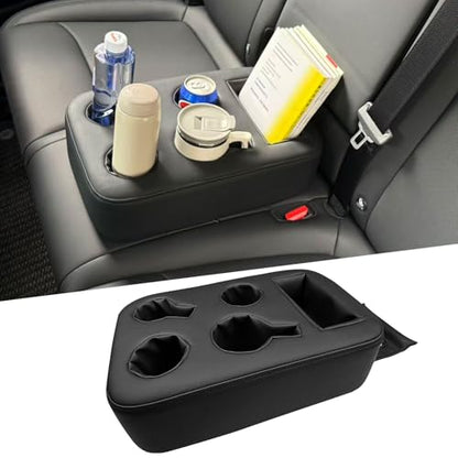 Xaido Car Back Seat Cup Holder, PU Leather Couch Sofa Bed Cup Holder Expander Tray, Boat Tray, Organizer for Trucks, Minivans, SUVs, RVs, Vehicles, Holds Drinks, Snacks, Cell Mobile Phone