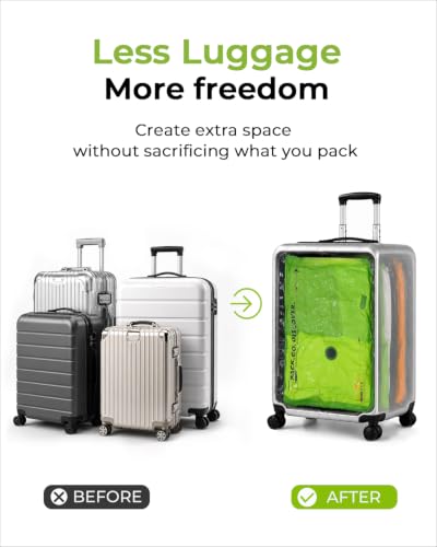 Vacbird Color-Coded Vacuum Bags for Travel with Cordless Pump | Color-Coded Sorting, Save 80% Space, Clear Back, 8s Fast Compression, 80+ Bags Per Charge, Fits 20" Carry-Ons & 24" Suitcases