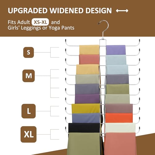 2 Pack Legging Hanger, Legging Organizer for Closet | Sturdy Metal Yoga Pants Hanger for Women's XS-XL and Girls' Leggings, Holds Up to 40 Pairs, Hanging Space-Saving Storage Rack