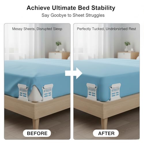 TianYang 4- Pack Sheet Holders, Durable, Non-Slip Design, A Simple Installation and Locking Mechanism Ensures the Bedsheet Remains Neat and Flat Around the Clock, Power for King Queen Full Twin Beds