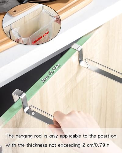 Trash Bag Holder Rack, Over Cabinet Door Garbage Bag Storage Organizer, Stainless Steel, 5.5 Inches