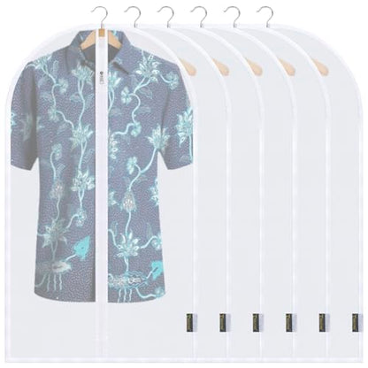 BALEINE 40'' Translucent Garment Bags, 6 Packs PEVA Dress Bag for Closet Clothes Dresses Suit Coats Storage (White, 6PK)