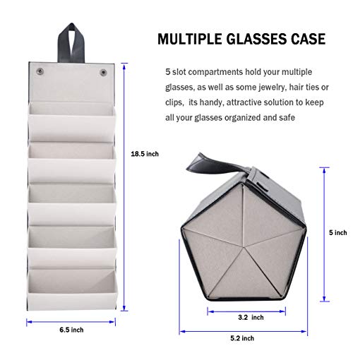 Kenpal Sunglasses Storage Organizer Holder Foldable Travel Case with 5 Slot Compartments for Multiple Glasses
