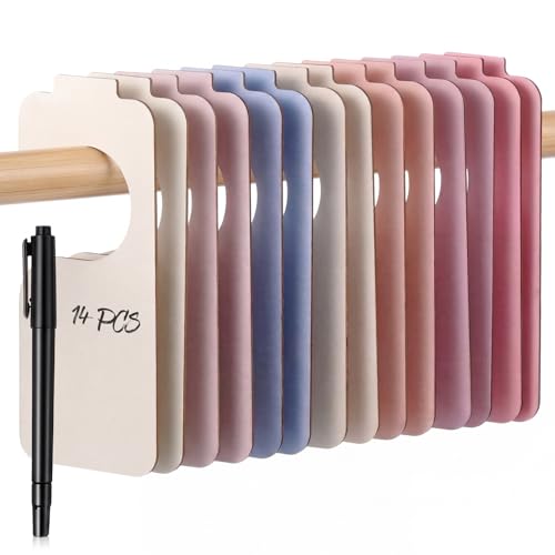14 Pcs Blank Wooden Clothing Rack Divider with Mar... (14 Count | macaron color | Wood)