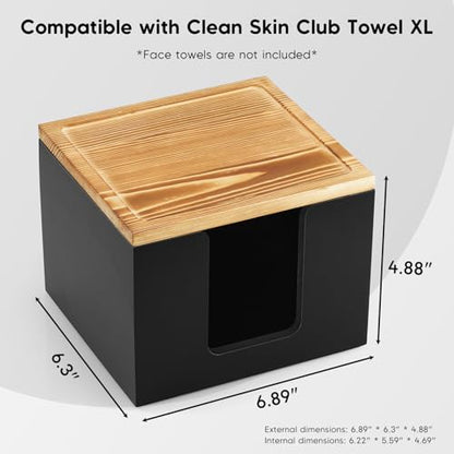 Disposable Face Towel Holder Box - Wood Facial Container Compatible with Clean XL - Towel Storage Makeup Organizer for Vanity, Bathroom Organization (Excluding Facial Towels)