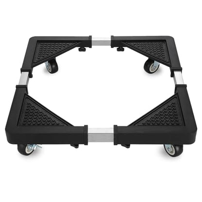 Mini Fridge Stand with 4 Locking Wheels 17.7"-25.6" Adjustable Dolly Washing Machine Stand Base，for Furniture Portable Refrigerator Dryer Stand（Black）