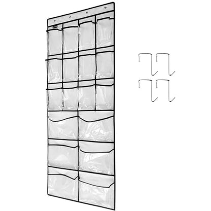 Extra Large Hanging Crystal Clear Over Door Shoe Organizers, Closet Shoe Organizer Shoe Rack Organizer Shoe Storage, 12+6Pockets, 4Hooks, white (59"x 21.6")