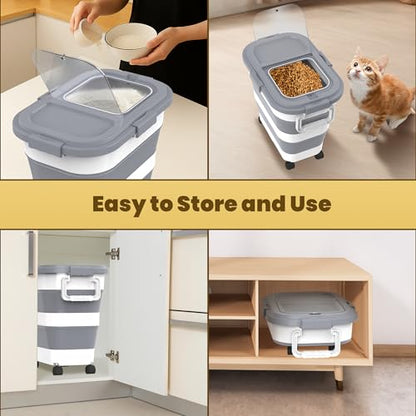 HOYTAMDA 25-35Lbs Rice Container,Collapsible Food Storage Container Wheels