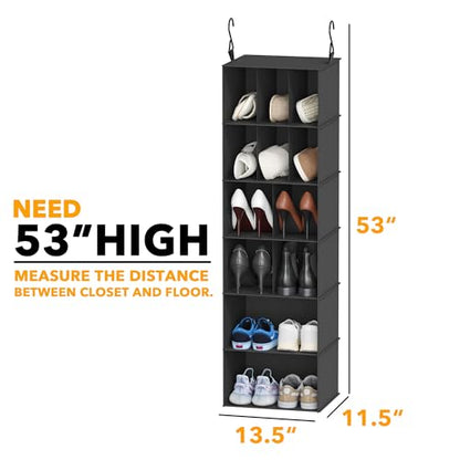 SpaceAid 2 Pack Hanging Closet Organizer and Storage with Dividers, 24 Compartments Hanging Shoe Shelves for Closet, Wardrobe, RV, Garment Rack - Black