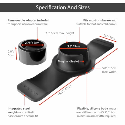 CouchCoaster® - Original & Patented Armrest Couch Cup Holder, Mocha Brown - A Weighted, Silicone, Anti Slip Coaster Stops Spills On Your Sofa, Armchair Or Recliner & Keeps Drinks in Reach