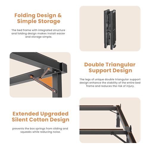 MAF Metal Bed Frame King 8 Inches for Box Spring, 9-Legs Support Basics