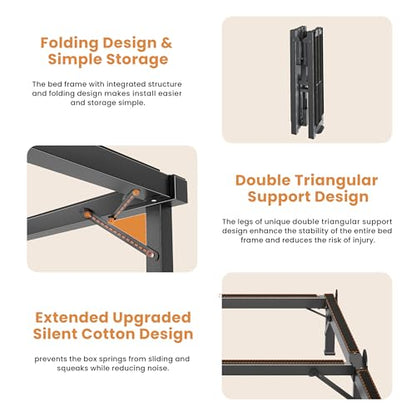 MAF Metal Bed Frame King 8 Inches for Box Spring, 9-Legs Support Basics
