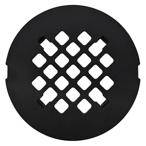 4 ¼” Matte Black Snap-in Shower Drain Cover - Premium Round Black Grate Replacement - 4.25" OD Strainer - Easy Install - Durable Solid Brass Construction