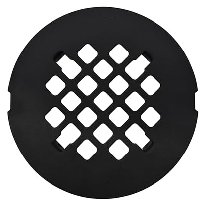 4 ¼” Matte Black Snap-in Shower Drain Cover - Premium Round Black Grate Replacement - 4.25" OD Strainer - Easy Install - Durable Solid Brass Construction