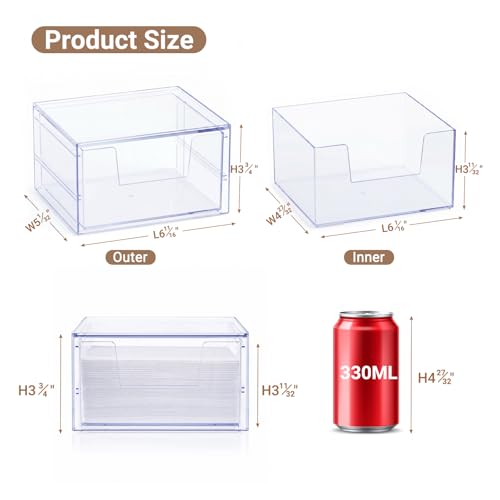 Disposable Face Towel Box with Drawer & U‑Shaped Opening – Clear Acrylic Dustproof Storage for XL Clean Skin Club, Holds 50+, for Bathroom & Vanity 1Pcs