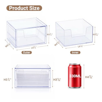 Disposable Face Towel Box with Drawer & U‑Shaped Opening – Clear Acrylic Dustproof Storage for XL Clean Skin Club, Holds 50+, for Bathroom & Vanity 1Pcs
