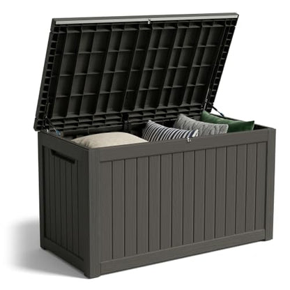 Outdoor Storage Box, 270 Gallon Waterproof Deck Box [Upgraded 3.0], Super-Sized Gas-Spring Resin Trunk for Large Seat Pillows, Heavy-Duty Lockable Backyard Storage Sofa, Garden Lawn, Black