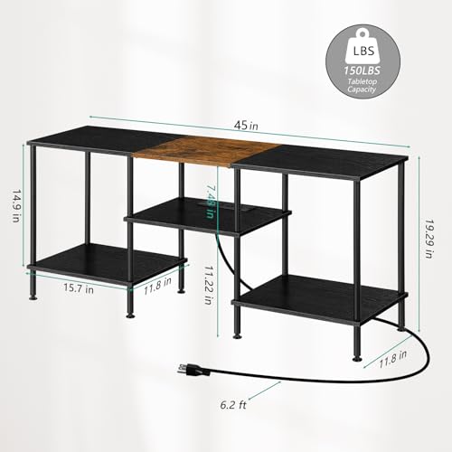 OYEAL Black Bedroom TV Stand with Power Outlets up to 50 inch TV, Small Entertainment Center Stand with Storage Modern Media TV Console Table for Living Room Bedroom