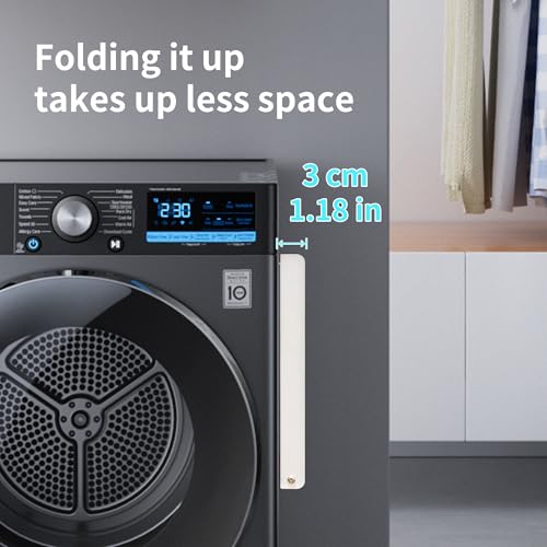 LEQ Clothes Drying Rack Magnetic Folding Shelf for Clothes and Towels, Magnet Rack Mount on Washing Machine Fridge, Durable Folding Rack for Laundry Room Bathroom Kitchen
