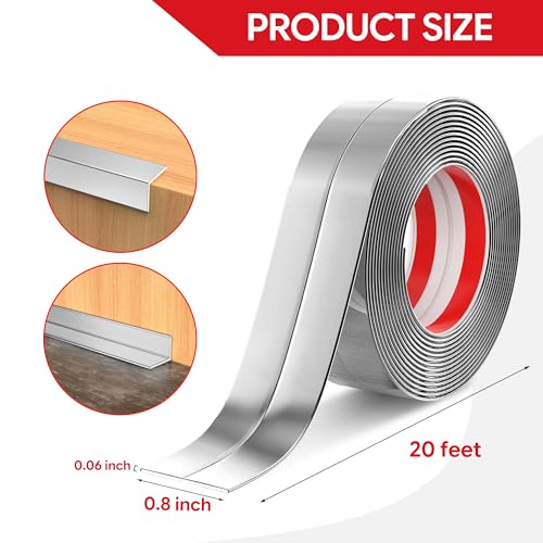 Wall Corner Protector Peel and Stick Corner Trim Molding | Flexible Wall Corner Guards Trim Inside & Outside Self Adhesive Moulding Trim for Edge Corner, Silver, 0.8 in x 20 Ft