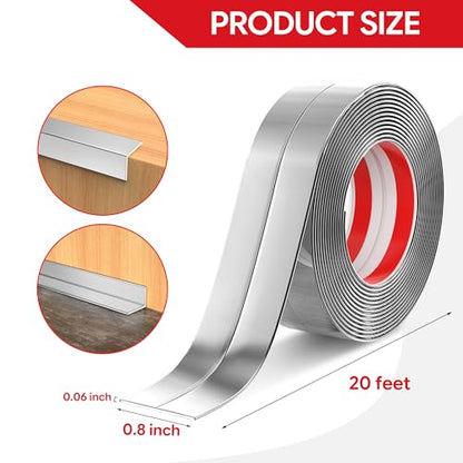 Wall Corner Protector Peel and Stick Corner Trim Molding | Flexible Wall Corner Guards Trim Inside & Outside Self Adhesive Moulding Trim for Edge Corner, Silver, 0.8 in x 20 Ft