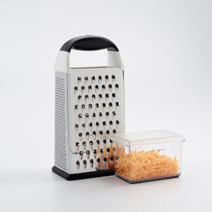 OXO Good Grips 4-Sided Box Grater for Cheese & Vegetables with Container | Stainless Steel Grating Surfaces, Non-Slip Handle, Detachable Container, Cheese, Vegetables, Zesting, Multi Purpose Grater