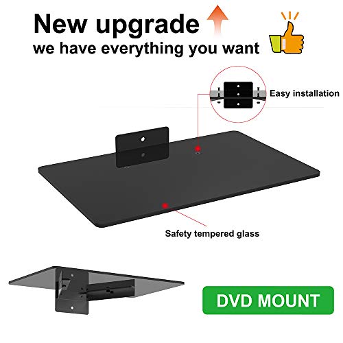 1443 Compact Glass Component Single Shelf for DVD Player, Blu-ray Player, Cable Box, Satellite, Wii and Video Accessories (13.8 x 8.7 x 0.2 inch)