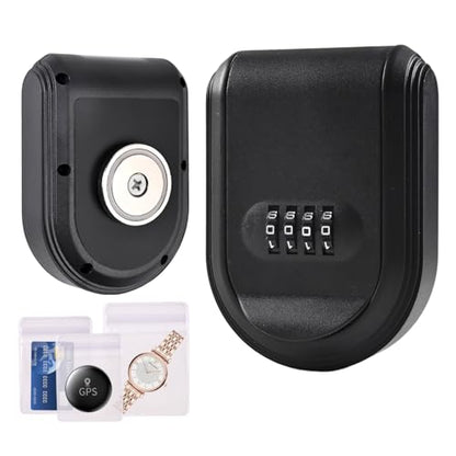 Magnetic Key Box for Under Car with Combination Lock Hidden Key Holder for Outside Storage Sparekey Outdoor (1, Black)