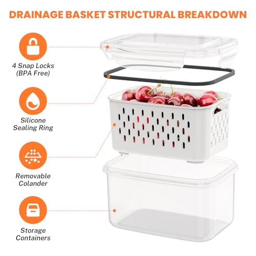 8 Pieces Fruit Storage Containers for Fridge with... (Plastic)