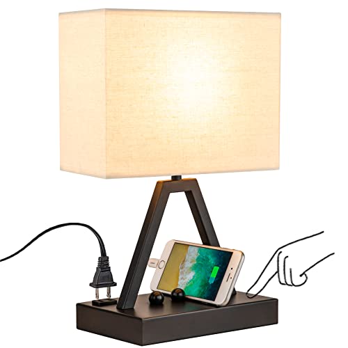Touch Control Table Lamp, 3-Way Dimmable Desk Lamp... (Black | Fabric, Metal)