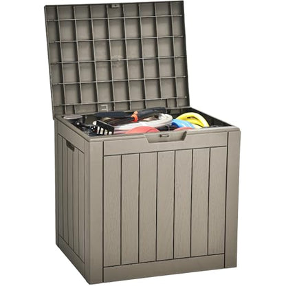 YITAHOME 31 Gallon Outdoor Storage Deck Box | Waterproof Resin Package Delivery and Storage Box with Lockable Lid for Patio Furniture Cushions, Pool Accessories, Garden