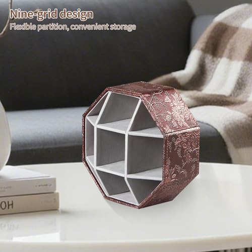 360° Spinning Remote Control Holder,Pen Caddy,Studio Art Supplies Organizer | PU Leather Swivel Office Desk Nightstand Storage Box for Media Controllers,Makeup Brush,Glasses,Decorations for Living Room