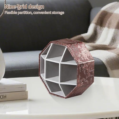 360° Spinning Remote Control Holder,Pen Caddy,Studio Art Supplies Organizer | PU Leather Swivel Office Desk Nightstand Storage Box for Media Controllers,Makeup Brush,Glasses,Decorations for Living Room
