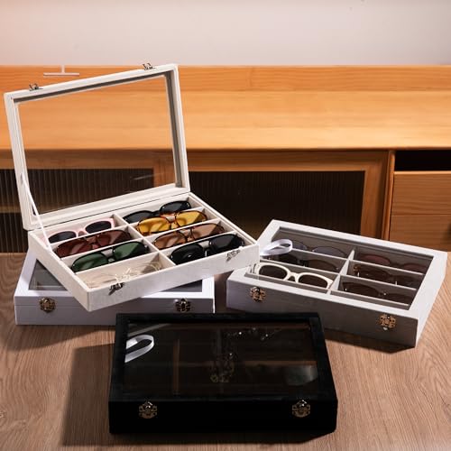 8-Slot Sunglass Organizer,Velvet Sunglass Holder for Drawer | Vanity Glass Holder,Sunglass Case For Multiple Sunglass,Sunglass Tray for Drawer,Sunglass Box for Women,Eyeglass Organizer