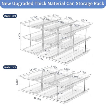 Can Organizer for Pantry, 3-Tier Stackable Can Dispenser Rack | Automatic Rolling, Modular Flexible Combination, Extra-Thick Clear Material, Cabinet Pantry Fridge Countertop Storage