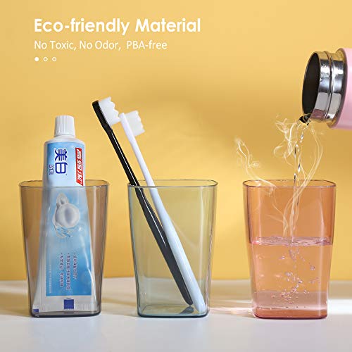 Toothbrush Holder for Bathroom, Eco-Friendly Mighty Large Capacity Toothbrush Holder Wall Mounted with 3 Square Cups for Family or Dormitory (Square Cup)