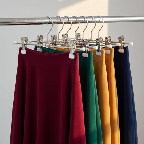 Mawa by Reston Lloyd Non-Slip Space-Saving Clothes Hanger For Pants & Skirts with Two Clips, Style K/40D, Set of 10, 15 3/4"L, White