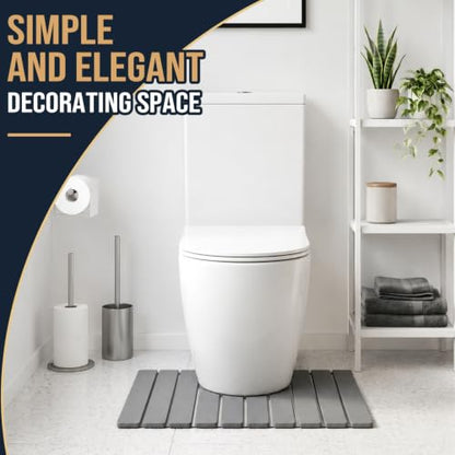 Foldable Diatomite Stone Toilet Rug U-Shaped, 24"×15" Diatomite Bath Mat Toilet with Non-Slip Rubber Base Super Absorbent Fast Drying U Shaped Toilets Mat for Bathroom Home Dark Grey