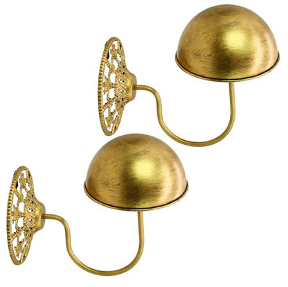Owlgift Vintage Wall Mount Hat & Coat Rack – Set of 2 – Rustic Gold Decorative Iron Holder for Hats, Scarves, Helmets & Wigs – Retro Entryway Wall Organizer for Home, Store, Restaurant or Hotel Use