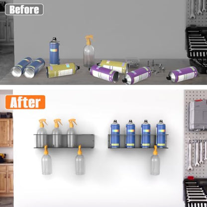 TORACK Spray Bottle Holder Wall Mount, 2-Pack Spray Can Rack for Garage | Workshop & Utility Room Aerosol Can Storage Holder