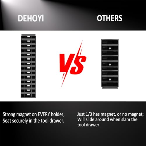 DEHOYI 48 pcs Premium MAGNETIC Modular Wrench Organizer System- Wrench Rack with Metric&SAE Labels, Tool Storage Holder. Gift for mechanics (Black)