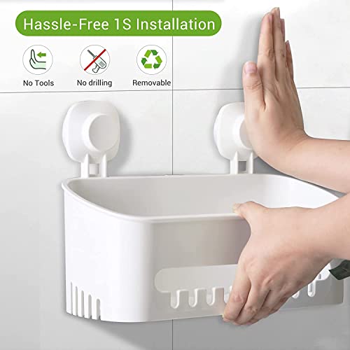 Suction Cup Shower Caddy - No Drilling Removable S... (White | ABS Plastic)