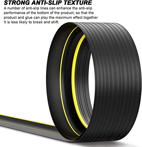 Jin&Bao Universal Garage Door Threshold Seal 20FT Rubber Strip & 2 Adhesive | Waterproof weather stripping replacement, anti-slip yellow design, -40℉ to 284℉ durable, DIY cuttable, includes 2 adhesives