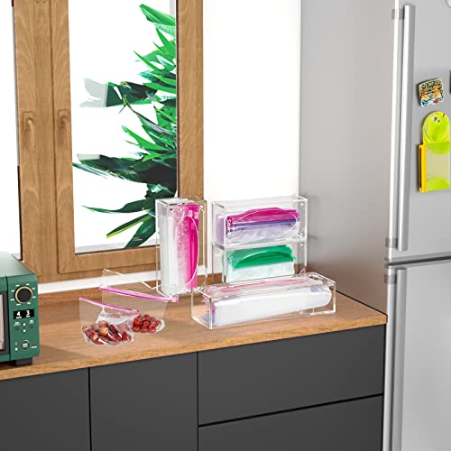 FEMELI Food Bag Storage Organizer Acrylic Kitchen Drawer Baggie Box Clear
