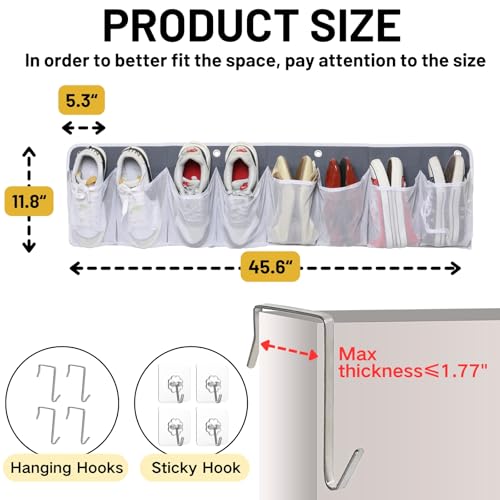 RV Shoe Storage for Bedside - 16 Extra Large Pocket Entryway Shoes Rack | Wall Mounted Bed Hanging Pocket Organizer, Bedside Caddy for Shoes and Tool Accessories, RV & Camper Essentials 2 Pack