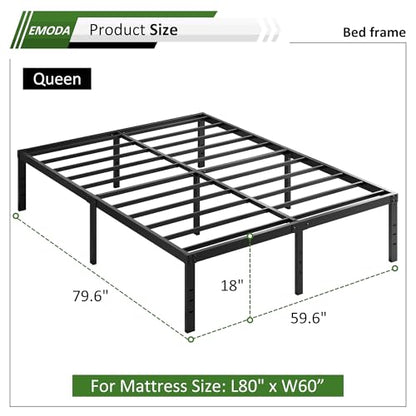 EMODA Queen Bed Frame 18 Inch Heavy Duty Tall with Large Storage Space