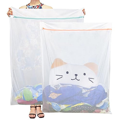 Tenn Well 2Pk 43x35" Extra Large Mesh Laundry Bags Jumbo for Blankets | Mesh bags for delicates, coats, blankets, bedding, toys, pet items, washing machine safe